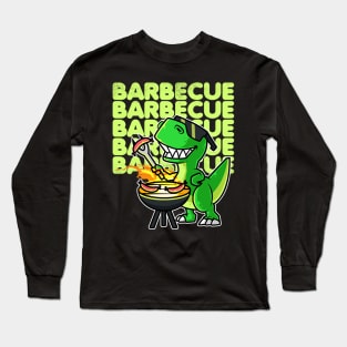 Cool Dinosaur Tyrannosaurus Cooking Sausages Barbecue BBQ product Long Sleeve T-Shirt